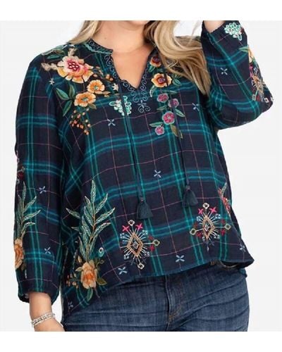 Johnny Was Francisca Print Mix Effortless Blouse - Blue