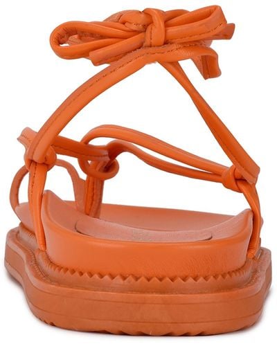 Nine West Sarest 3 Ankle Tie Arch Support Thong Sandals - Orange