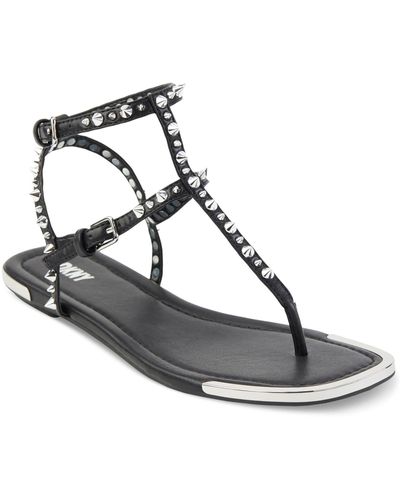 DKNY Hadi Faux Leather Studded Thong Sandals - Metallic