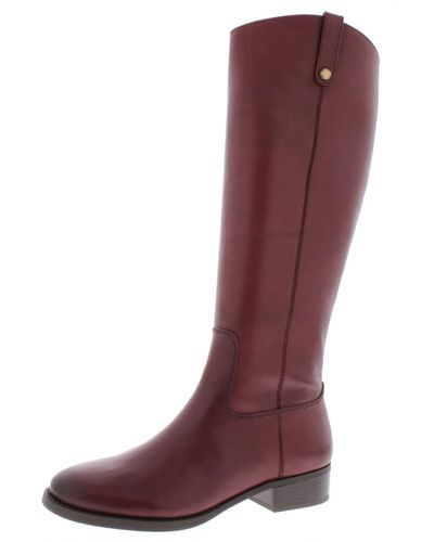 INC Fawne Leather Knee-high Riding Boots - Red
