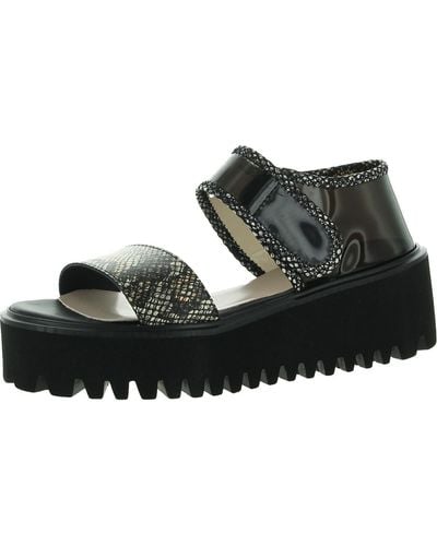 All Black Clear & Easy Ankle Strap Wedge Flatform Sandals - Black