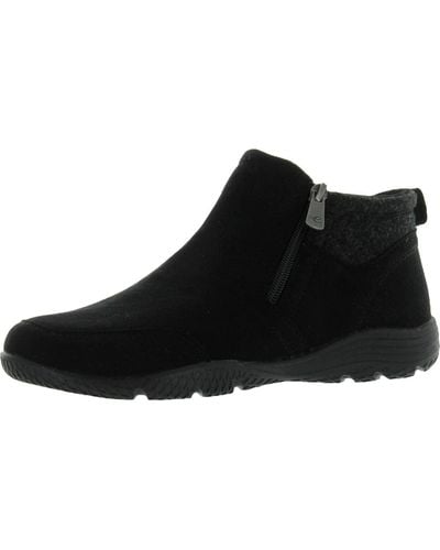 Easy Spirit Balsim2 Faux Suede Flat Ankle Boots - Black