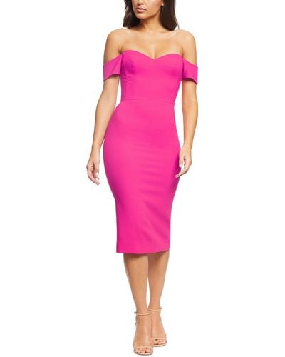 Dress the Population Bailey Off-the-shoulder Boning Bodycon Dress - Pink