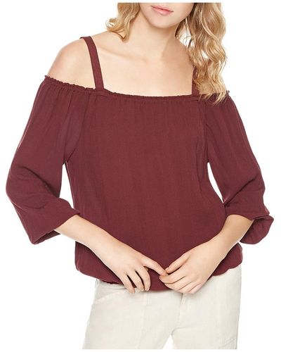 Sanctuary Tori Off-the-shoulder 3/4 Sleeves Halter Top - Red