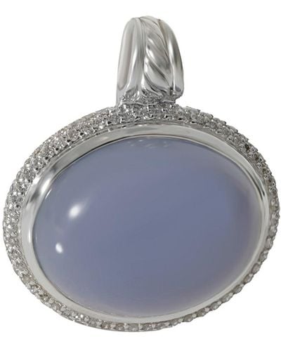 David Yurman Oval Chalcedony Diamond Enhancer Pendant - Blue