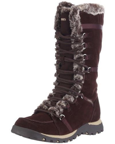 Skechers Grand Jams Unlimited Suede Faux Fur Winter Boots - Brown