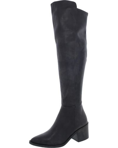 Steve Madden Allix Leather Almond Toe Over-the-knee Boots - Black