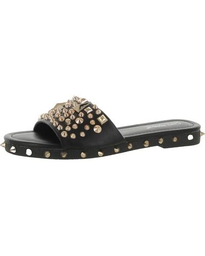 Cape Robbin Faux Leather Slip-on Slide Sandals - Black