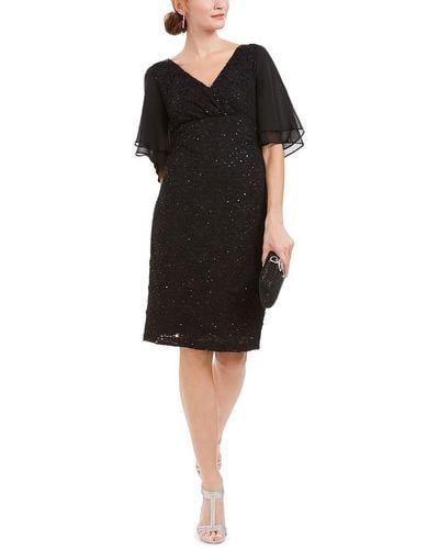 Connected Apparel Midi Lace Fit & Flare Dress - Black