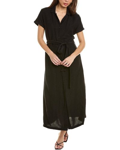 Bella Dahl Button Front Linen-blend Midi Dress - Black