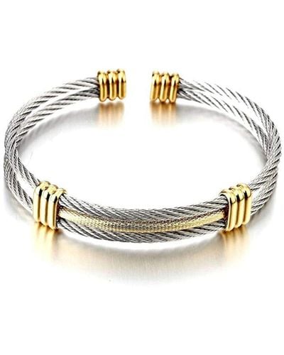Stephen Oliver 18k & Silver Two Tone Cable Cuff Bangle - Metallic