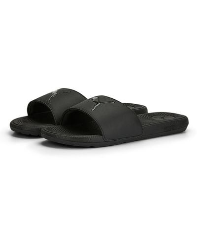 PUMA Cool Cat 2.0 Sport Faux Leather Cushioned Footbed Slide Sandals - Black
