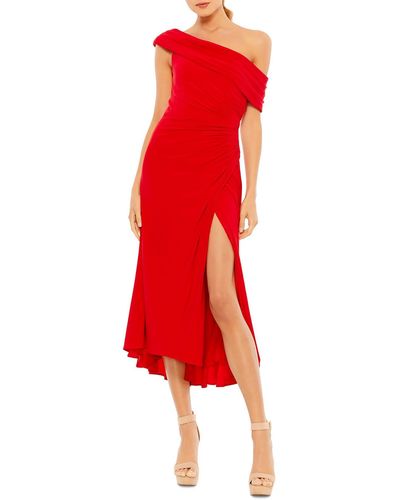 Ieena for Mac Duggal Asymmetric Long Cocktail And Party Dress - Red