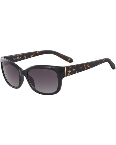 Nautica Rectangle Wrap Sunglasses - Black