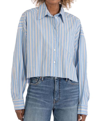 Kut From The Kloth Julane Button Down Shirt In Light Blue/white