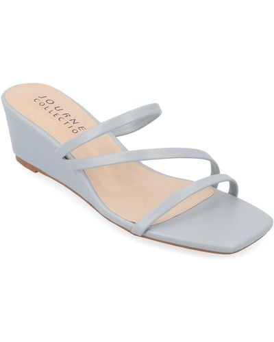 Journee Collection Collection Takarah Wedge Sandals - White