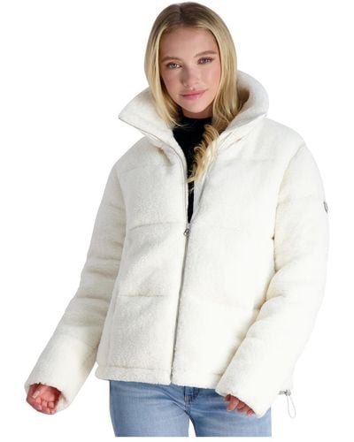 Jessica Simpson Sherpa Quilted Puffer Jacket - White