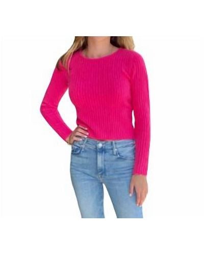 White + Warren Open Back Ribbed Sweater - Pink