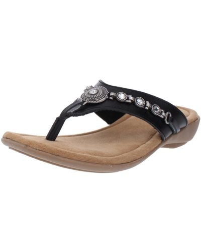 Minnetonka Sable Jeweled Thong Sandals - Black