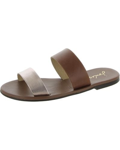 Joules Fenthorpe Leather Metallic Slide Sandals - Brown