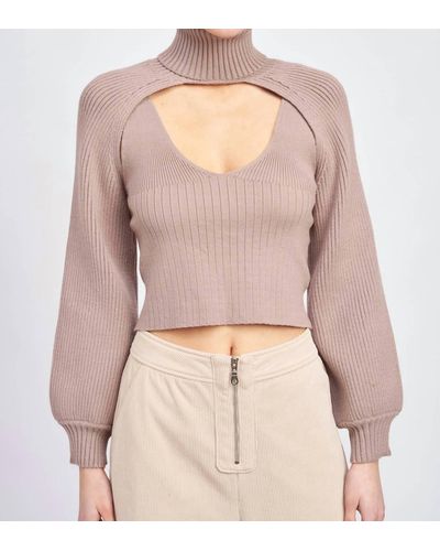 En Saison Sonoita Two-piece Crop Sweater - Natural