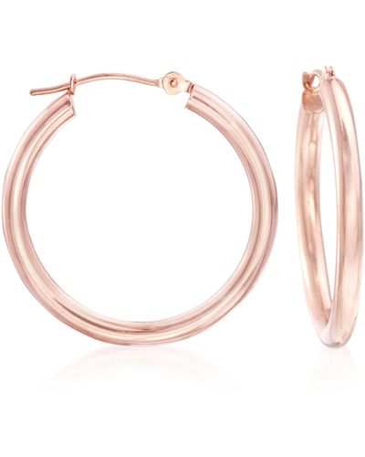 Ross-Simons 2.5mm 14kt Rose Gold Hoop Earrings - Pink