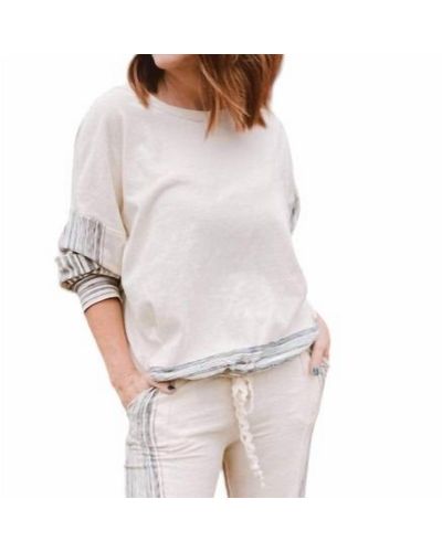 Eva Franco Zen Stripe Sweatshirt Top - Gray