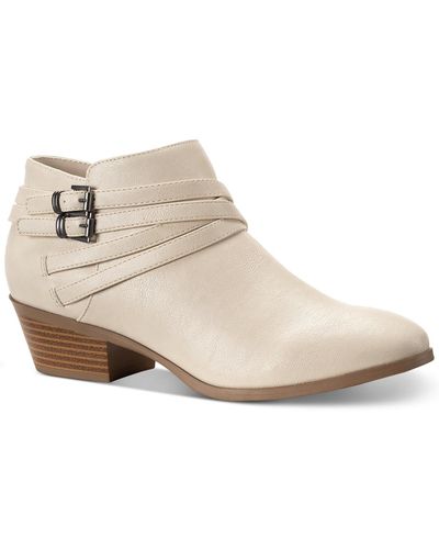Style & Co. Willow Microfiber Block Heel Ankle Boots - Brown