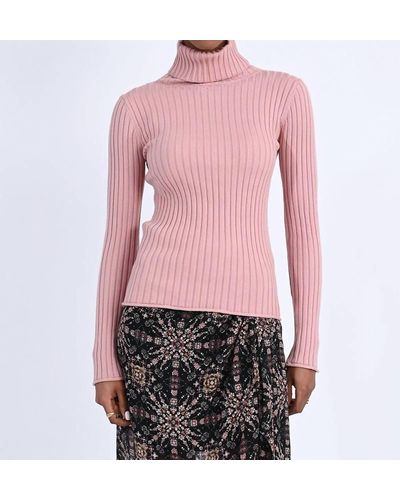 Molly Bracken Ribbed Turtleneck Sweater - Pink