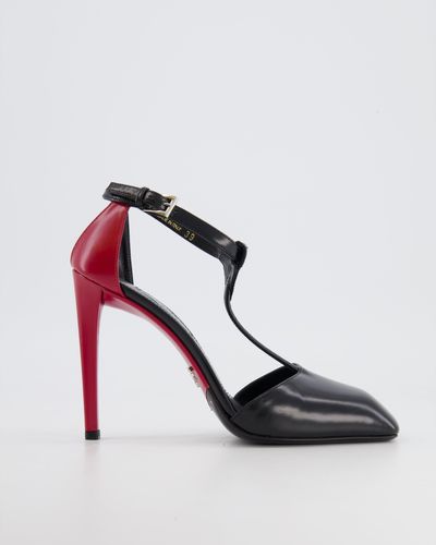 Prada And Deep Leather Ankle Strap Heels - Black