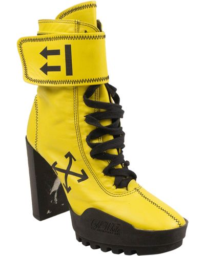 Off-White c/o Virgil Abloh Leather Moto Wrap Boots - Yellow