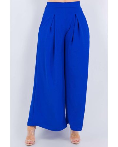 Spin All You Need Palazzo Pants In Royal - Blue