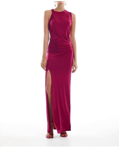 Krisa Twist Shoulder Maxi Dress - Red