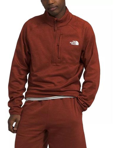 The North Face Canyonlands Brandy Brown Heather Half Zip Jacket Sgn576 - Red
