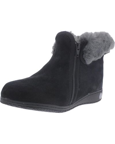 David Tate Cuff Suede Ankle Booties - Black