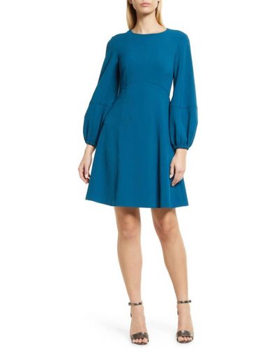 Eliza J Long Sleeve A-line Dress - Blue