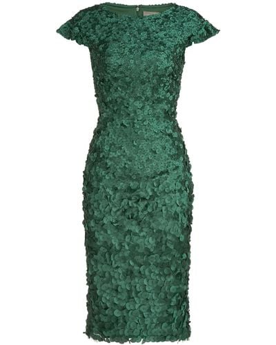 THEIA Ruffle Sleeve Petal Cocktail Dress - Green