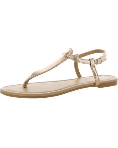 New York & Company Faux Leather Thong Ankle Strap - White