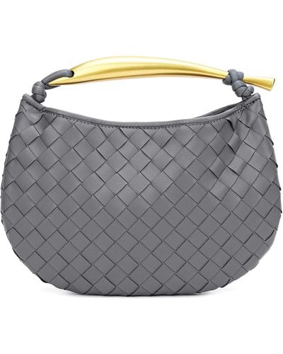 Tiffany & Fred Woven Sheepskin Leather Golden Handle Bag - Gray