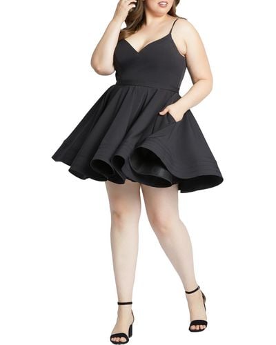 Mac Duggal Plus Sweetheart Cocktail Short Fit & Flare Dress - Black