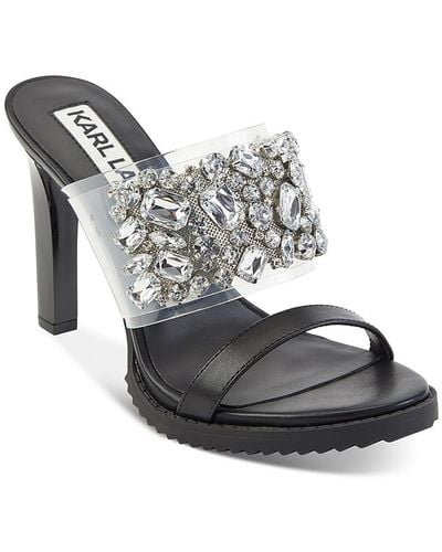Karl Lagerfeld Bedika Rhinestone Rubber Sole Mule Sandals - Gray