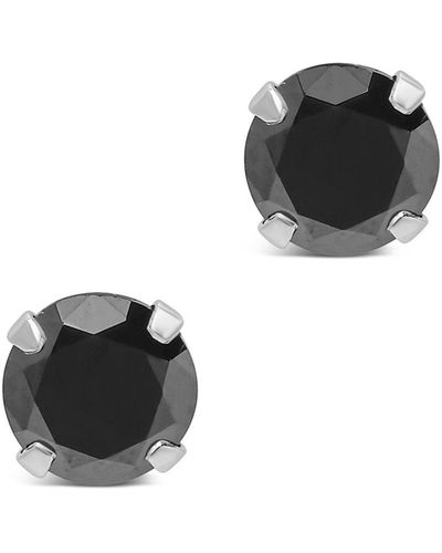 Sterling Forever Sterling Silver 7mm Rainbow Cz Studs - Black