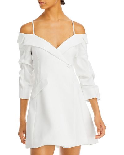 Cinq À Sept Simona Cold Shoulder Mini Wrap Dress - White