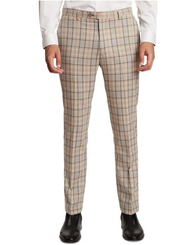 Paisley & Gray Checkered Slim Fit Suit Pants - Natural