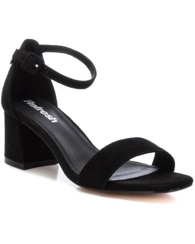 Xti Suede Heeled Sandals - Black