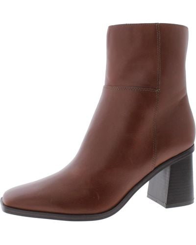 Marc Fisher Dairey Square Toe Block Heel Ankle Boots - Brown