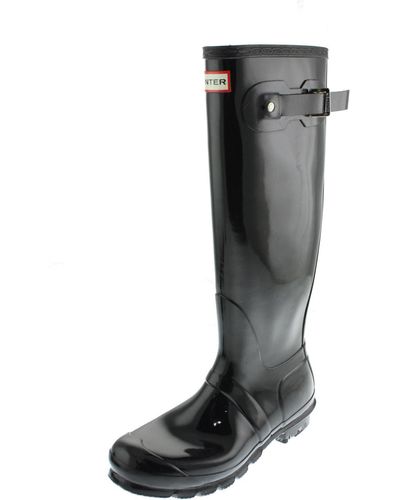 HUNTER Original Tall Gloss Rubber Wellington Rain Boots - Black