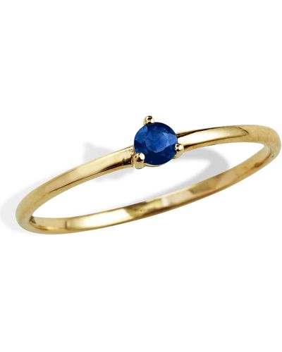 Savvy Cie Jewels 14kt Gold 3 Prong Single Ruby Stone Ring - Blue