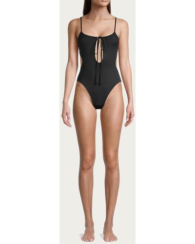 WeWoreWhat Ruched Cutout One Piece - Black