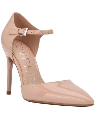 Calvin Klein Dressa Patent Ankle Strap D'orsay Heels - Pink